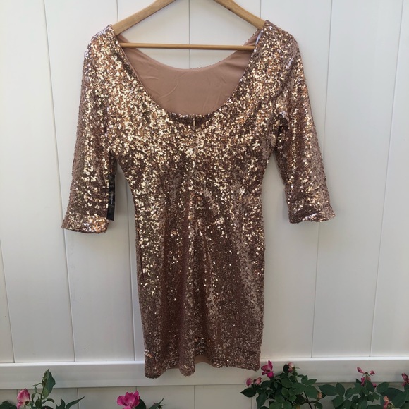 NWT Lulu’s Rose Gold Sequin Dress - Size Small - Picture 8 of 12